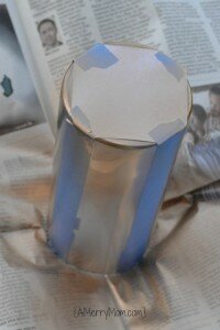 DIY spray painted stiped vase in process - amerrymom.com