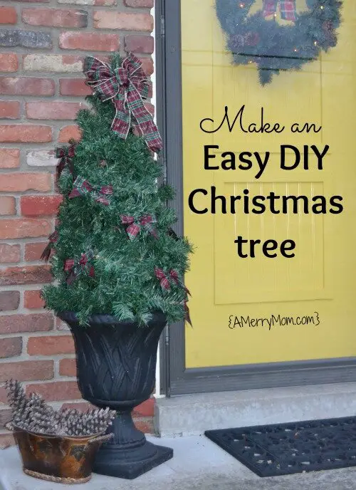 Make an easy DIY Christmas tree for the porch using a tomato cage - AMerryMom.com