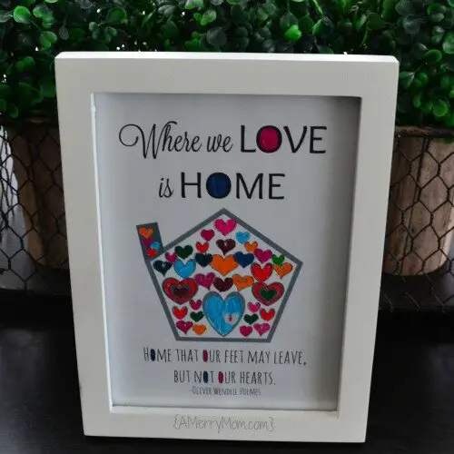 Where we love is home - printable coloring page for Valentine's Day