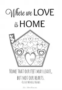 Where we love is home - free printable adult coloring page in PDF